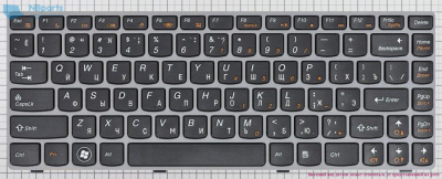 Клавиатура для ноутбука Lenovo Z450, Z460, чёрная, с серой рамкой, RU