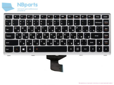 Клавиатура для ноутбука Lenovo Z400, чёрная, с серой рамкой, RU