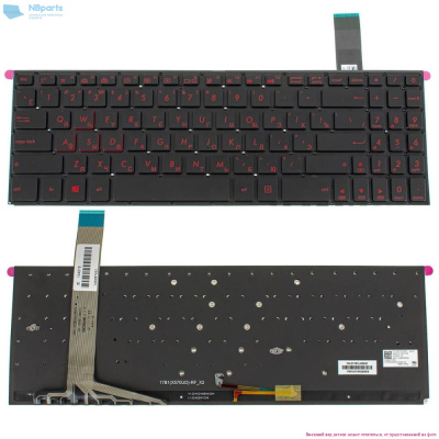 Клавиатура для ноутбука ASUS TUF Gaming FX570 чёрная, с красной подсветкой, RU